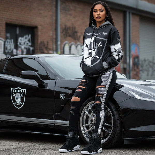 *RAIDERS-ONE NATION* (BLACK/MULTI) *OAKLAND RAIDERS* PULLOVER HOODIES