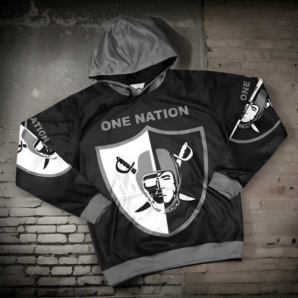 *RAIDERS-ONE NATION* (BLACK/MULTI) *OAKLAND RAIDERS* PULLOVER HOODIES