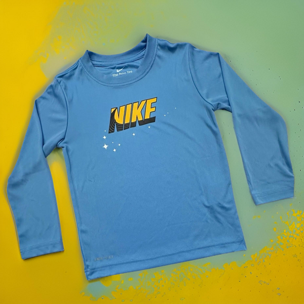 *NIKE* (BLUE) LONG SLEEVE T-SHIRT FOR BOYS (ACTIVEWEAR) (Small 4/5 years)
