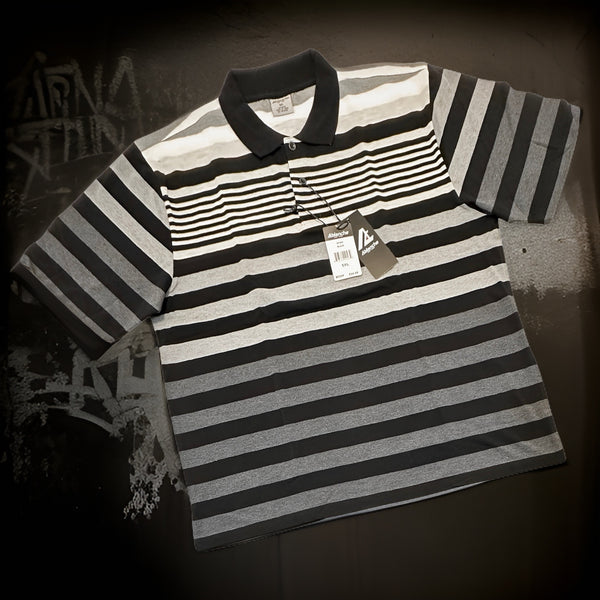 *ABLANCHE* (BLACK-STRIPES) COLLARED SHIRT (CASUAL)