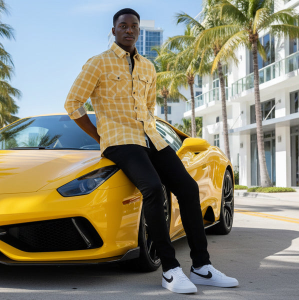 *ABLANCHE* (YELLOW/GOLD) BUTTON UP COLLARED SHIRTS