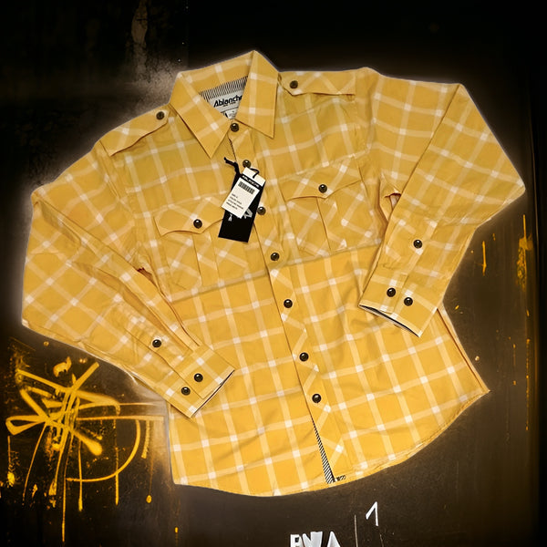*ABLANCHE* (YELLOW/GOLD) BUTTON UP COLLARED SHIRTS