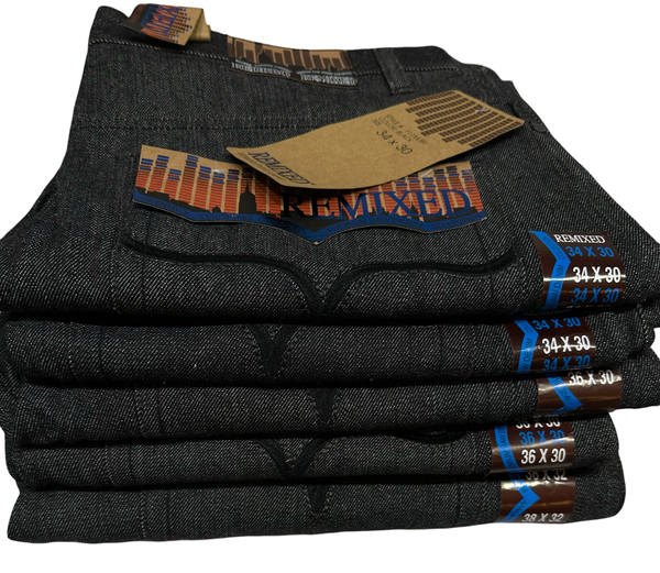 ^Red BBQ Clothing Company^ (REMIXED) DENIM JEANS (BLACK) FOR MEN ~Premium Raw Denim Collection~