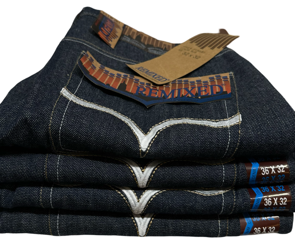 ^Red BBQ Clothing Company^ (REMIXED) DENIM JEANS (DARK NAVY) FOR MEN ~Premium Raw Denim Collection~