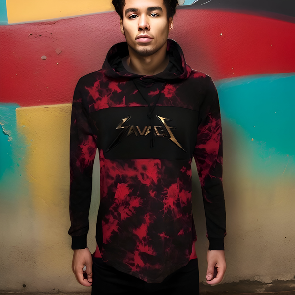 ^CAMP CLOTHING CO.^ *SAVAGE* 3D FOIL PRINT ACID WASH PULLOVER HOODIES