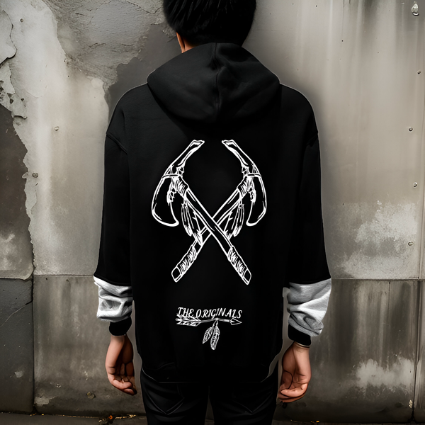 ^CHIEFIN’^ (BLACK-GREY) PULLOVER HOODIES (CUT & SEW)