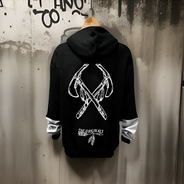 ^CHIEFIN’^ (BLACK-GREY) PULLOVER HOODIES (CUT & SEW)