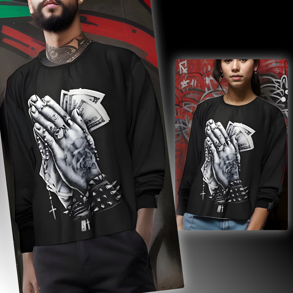^GOTHIC PRAYING HANDS^ LONG SLEEVE TEES
