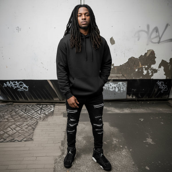 *COTTON BEST* (BLACK) PULLOVER HOODIES (PRE-SHRUNK)