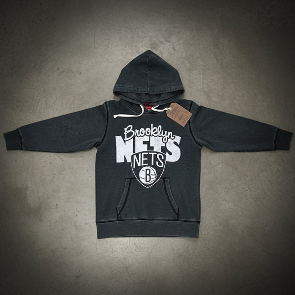 *BROOKLYN NETS* (GREY) PULLOVER HOODIE FOR WOMEN (DISTRESSED LOGO)