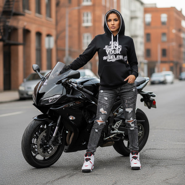 *BIGGY THREADS* (BLACK) ~GO F**CK YOUR SELFIE~ PULLOVER HOODIE FOR WOMEN