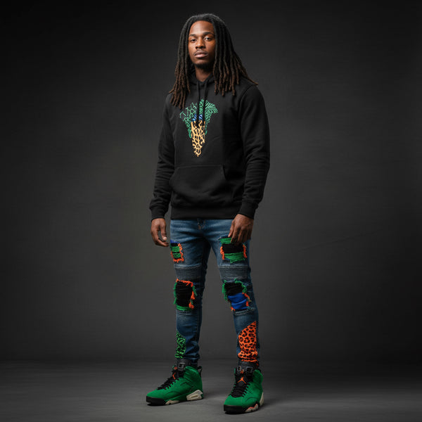 *CROOKS & CASTLES* (BLACK) ~JUNGLE SNOOKA BANDUSA~ PULLOVER HOODIES FOR MEN