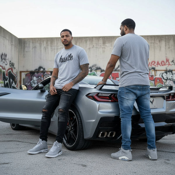 *HUSTLE GANG* (GREY) ~BLOCK BY BLOCK~ T-SHIRT FOR MEN