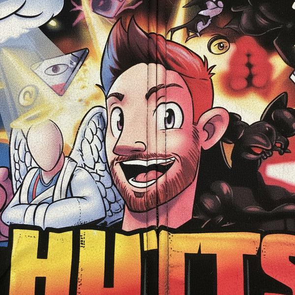 *DESIGN BY HUMANS* (BLACK) ZIP UP HOODIE (DISTRESSED LOGO STYLE)