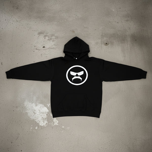 *DESIGN BY HUMANS* (BLACK) PULLOVER HOODIE (DISTRESSED LOGO STYLE)