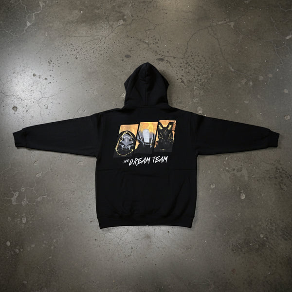 *DESIGN BY HUMANS* (BLACK) ZIP UP HOODIES (DISTRESSED LOGO STYLE)