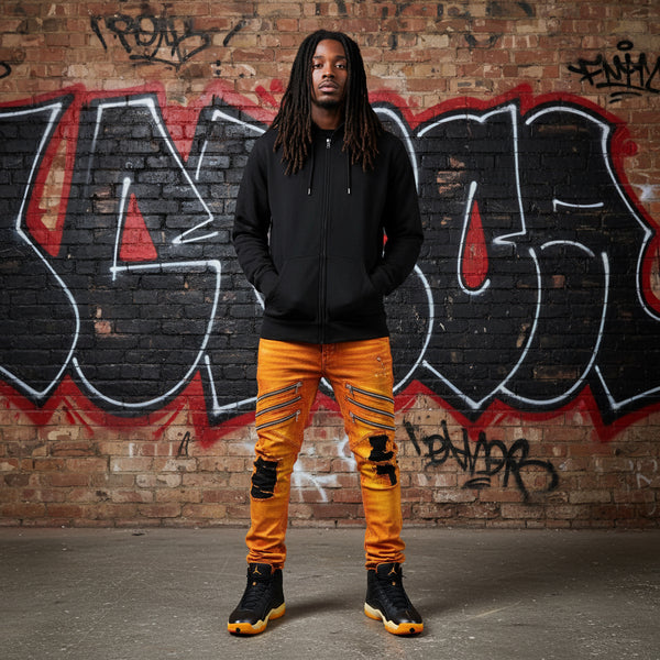 *DESIGN BY HUMANS* (BLACK) ZIP UP HOODIES (DISTRESSED LOGO STYLE)