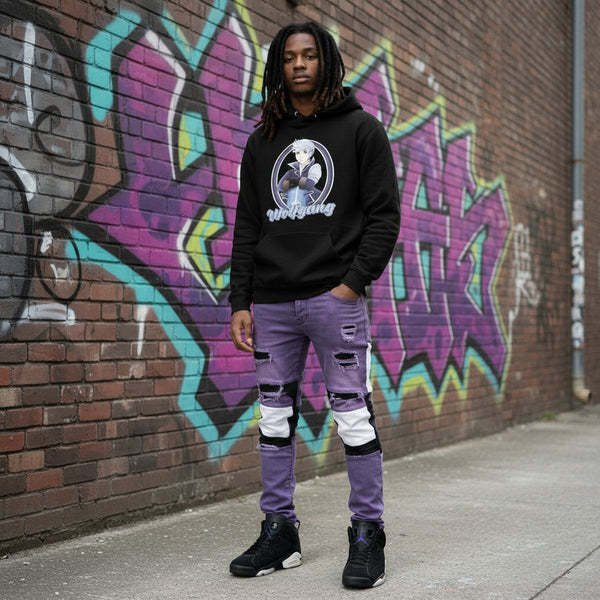 *DESIGN BY HUMANS* (BLACK) ZIP UP HOODIE (DISTRESSED LOGO STYLE)