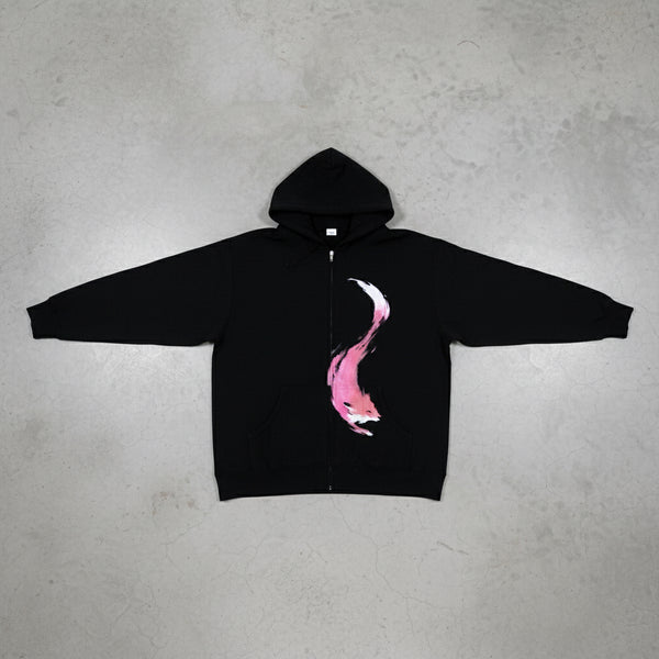 *DESIGN BY HUMANS* (BLACK) ZIP UP HOODIE (DISTRESSED LOGO STYLE)