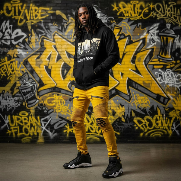 *DESIGN BY HUMANS* (BLACK) ZIP UP HOODIES (DISTRESSED LOGO STYLE)