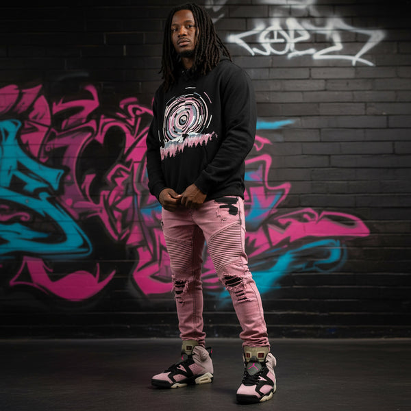 *DESIGN BY HUMANS* (BLACK) PULLOVER HOODIES (DISTRESSED LOGO STYLE)
