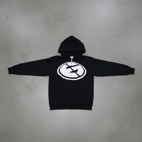 *DESIGN BY HUMANS* (DARK NAVY) ZIP UP HOODIE (DISTRESSED LOGO STYLE)