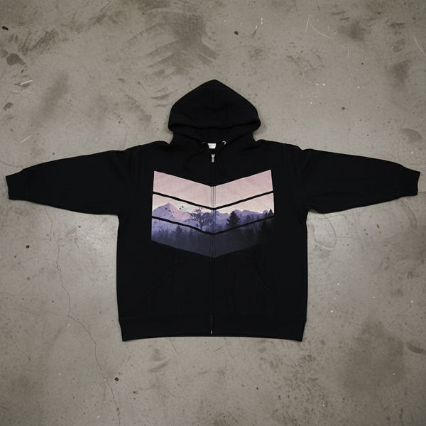 *DESIGN BY HUMANS* (DARK NAVY) ZIP UP HOODIE (DISTRESSED LOGO STYLE)