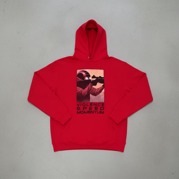 *DESIGN BY HUMANS* (RED) PULLOVER HOODIE (DISTRESSED LOGO STYLE)