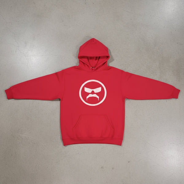 *DESIGN BY HUMANS* (RED) PULLOVER HOODIE (DISTRESSED LOGO STYLE)