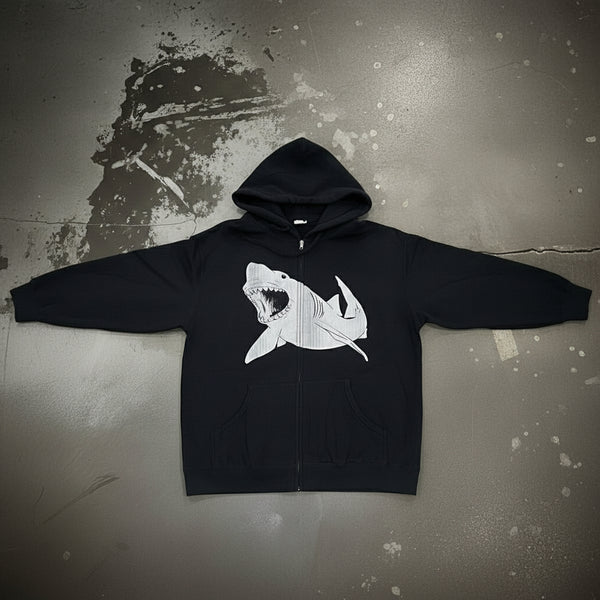 *DESIGN BY HUMANS* (DARK NAVY) ZIP UP HOODIES (DISTRESSED LOGO STYLE)