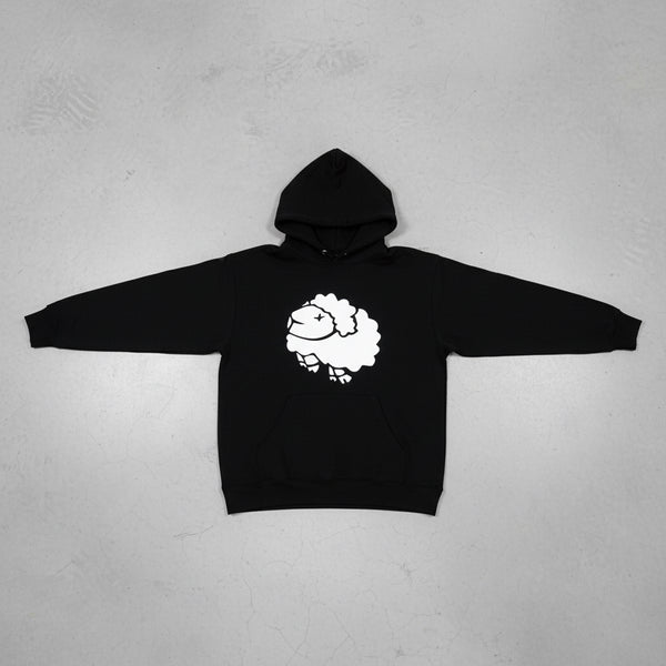 *DESIGN BY HUMANS* (BLACK) PULLOVER HOODIE (DISTRESSED LOGO STYLE)