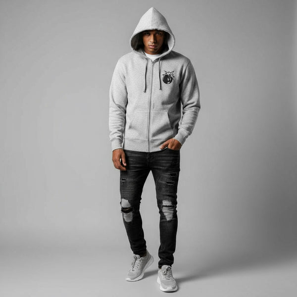 *THE HUNDREDS* (GREY) ZIP UP HOODIES (HEAVY COTTON)