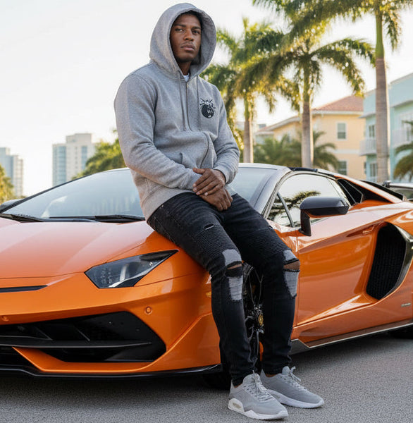 *THE HUNDREDS* (GREY) ZIP UP HOODIES (HEAVY COTTON)