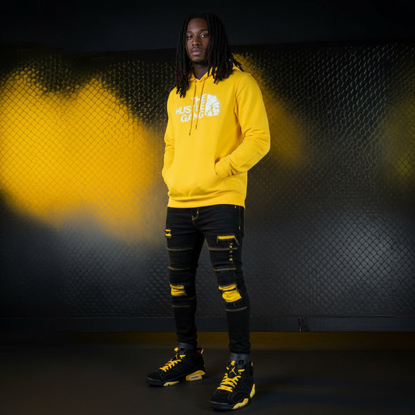 *HUSTLE GANG* (YELLOW GOLD) PULLOVER HOODIES