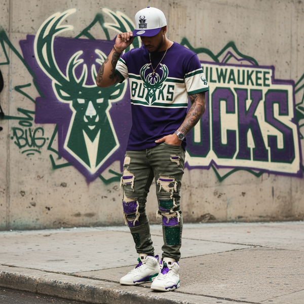 *Milwaukee Bucks* curved beak snapback hats by Mitchell & Ness