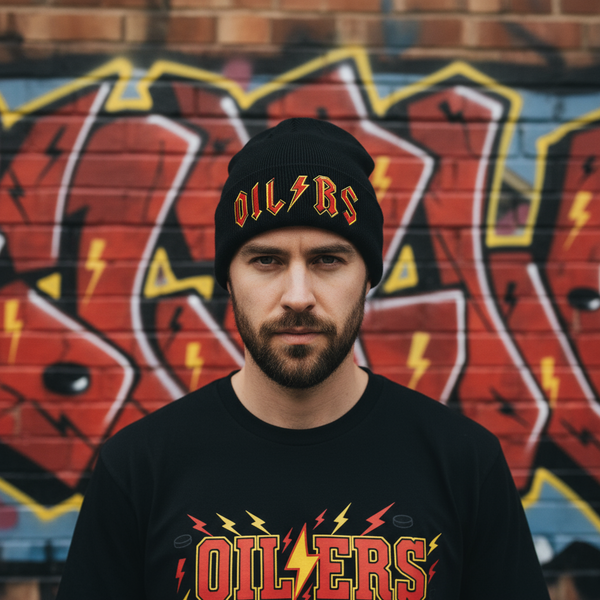 *EDMONTON OILERS* ~AC/DC Style Logo~ Winter Beanie by Mitchell & Ness