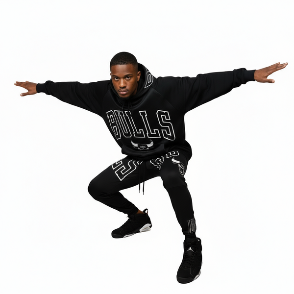 ^BULLS^ (BLACK) *CUT & SEW* LUXURY JOGGER SWEATSUITS