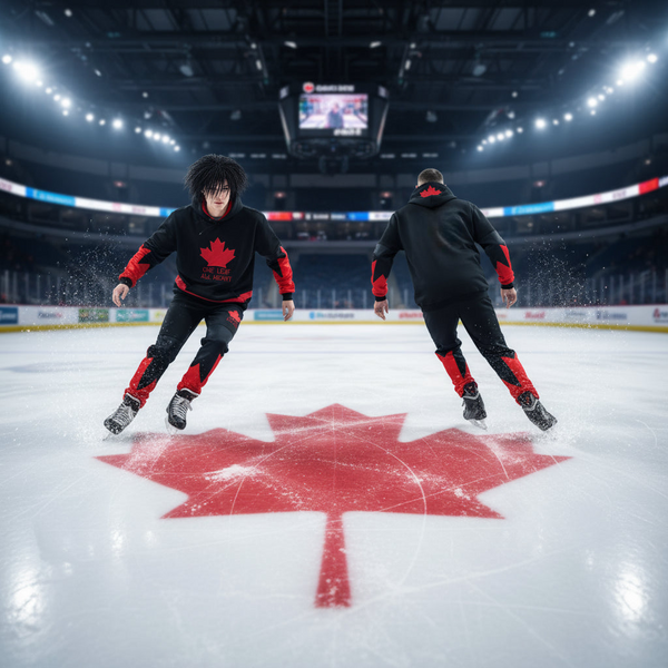 *ALL HEART* ~World Juniors Team Canada~ (BLACK-RED) •JOGGER SWEATSUITS• (Cut & Sew / Embroidery)