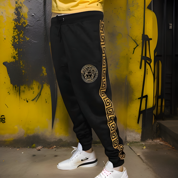 ^V3R$@C3^ (STYLE) (BLACK-GOLD) JOGGER SWEATPANTS