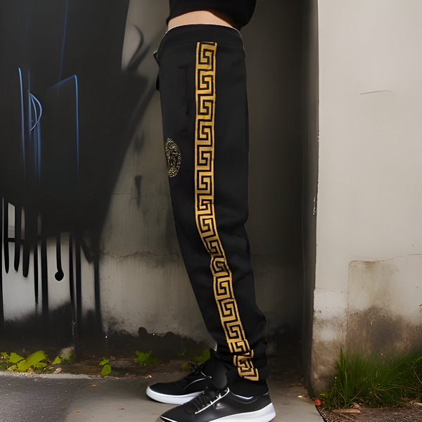 ^V3R$@C3^ (STYLE) (BLACK-GOLD) JOGGER SWEATPANTS