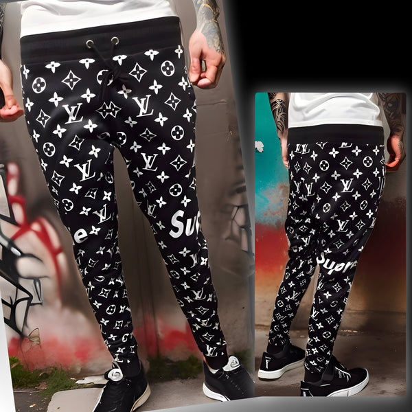 ^L0U!$^ (BLACK-WHITE) ~ALL OVER PRINT~ JOGGER SWEATPANTS