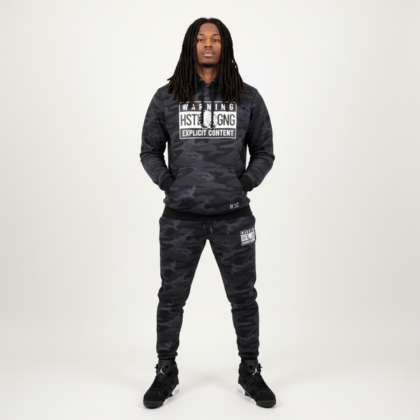 *HUSTLE GANG* (BLACK CAMOUFLAGE) ~EXPLICIT CONTENT~ HOODED SWEATSUITS