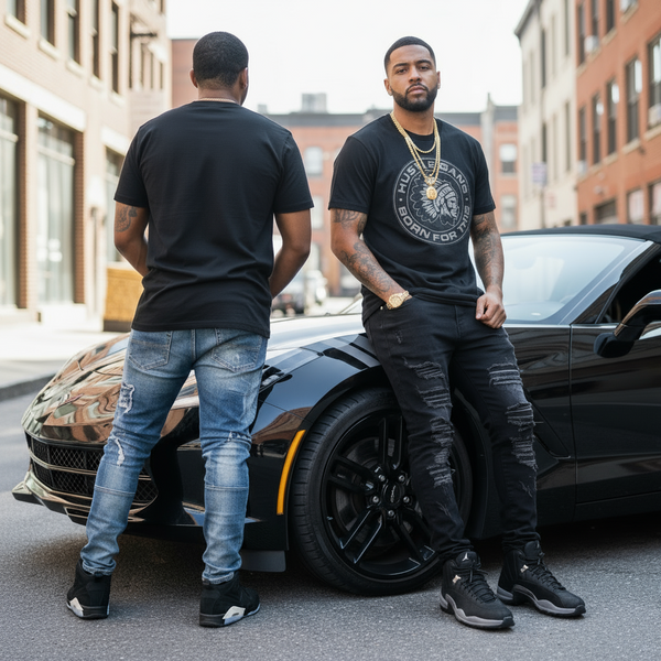 *HUSTLE GANG* (BLACK) ~BORN FOR THIS~ •REFLECTIVE SHORT SLEEVE T-SHIRT•