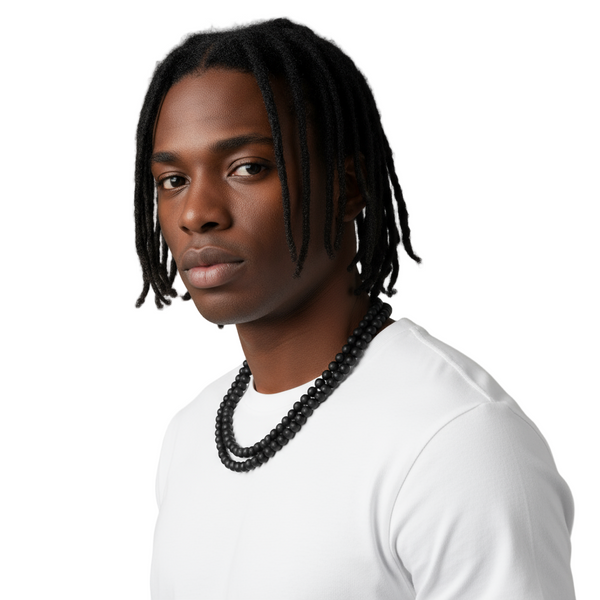 *<WOOD BEADED NECKLACES>* (BLACK)