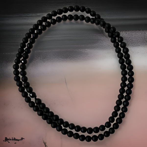 *<WOOD BEADED NECKLACES>* (BLACK)