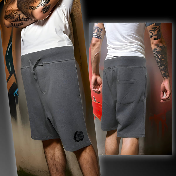 ^HUSTLE GANG^ (GREY) ~SIMPLE CHIEF~ COTTON SHORTS FOR MEN