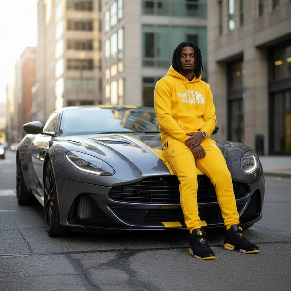 *HUSTLE GANG* (YELLOW GOLD) HOODED SWEATSUITS