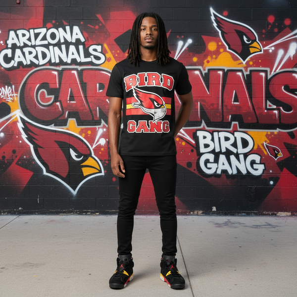 *SC* (BLACK) ~BIRD GANG CARDINALS~ HEAVY COTTON JUMBO PRINT TEES