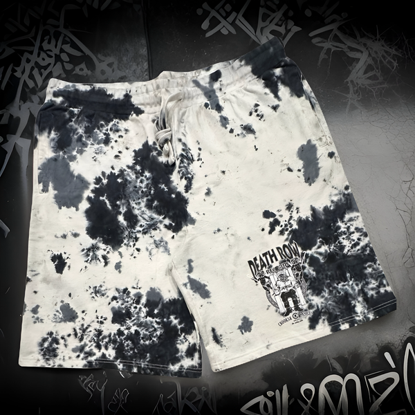 *CROOKS & CASTLES* (WHITE-BLUE TIE DYE) *DEATH ROW* COTTON SHORTS