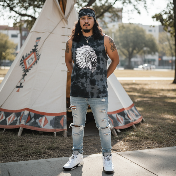 *HUSTLE GANG* (GREY & BLACK TIE DYE) TANK TOPS